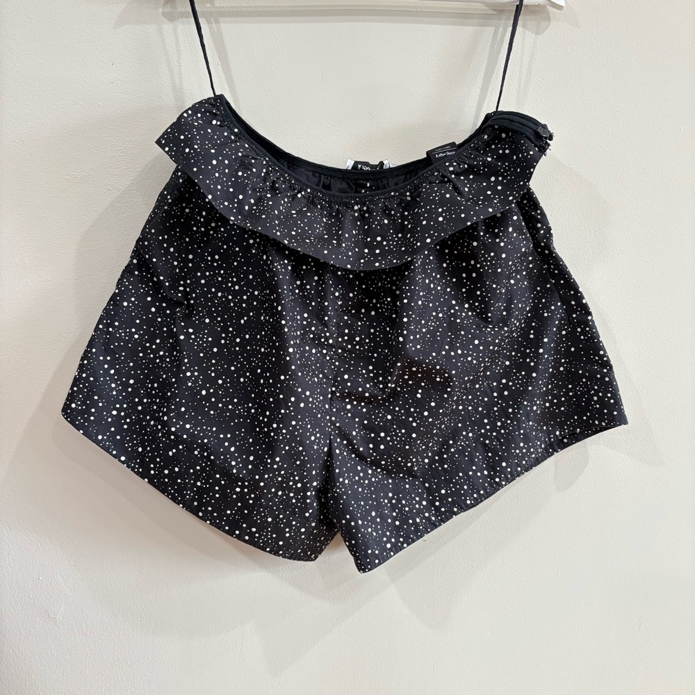 & Other Stories Black White Polka Dot Shorts Women’s Size 6 Side Zip Cotton